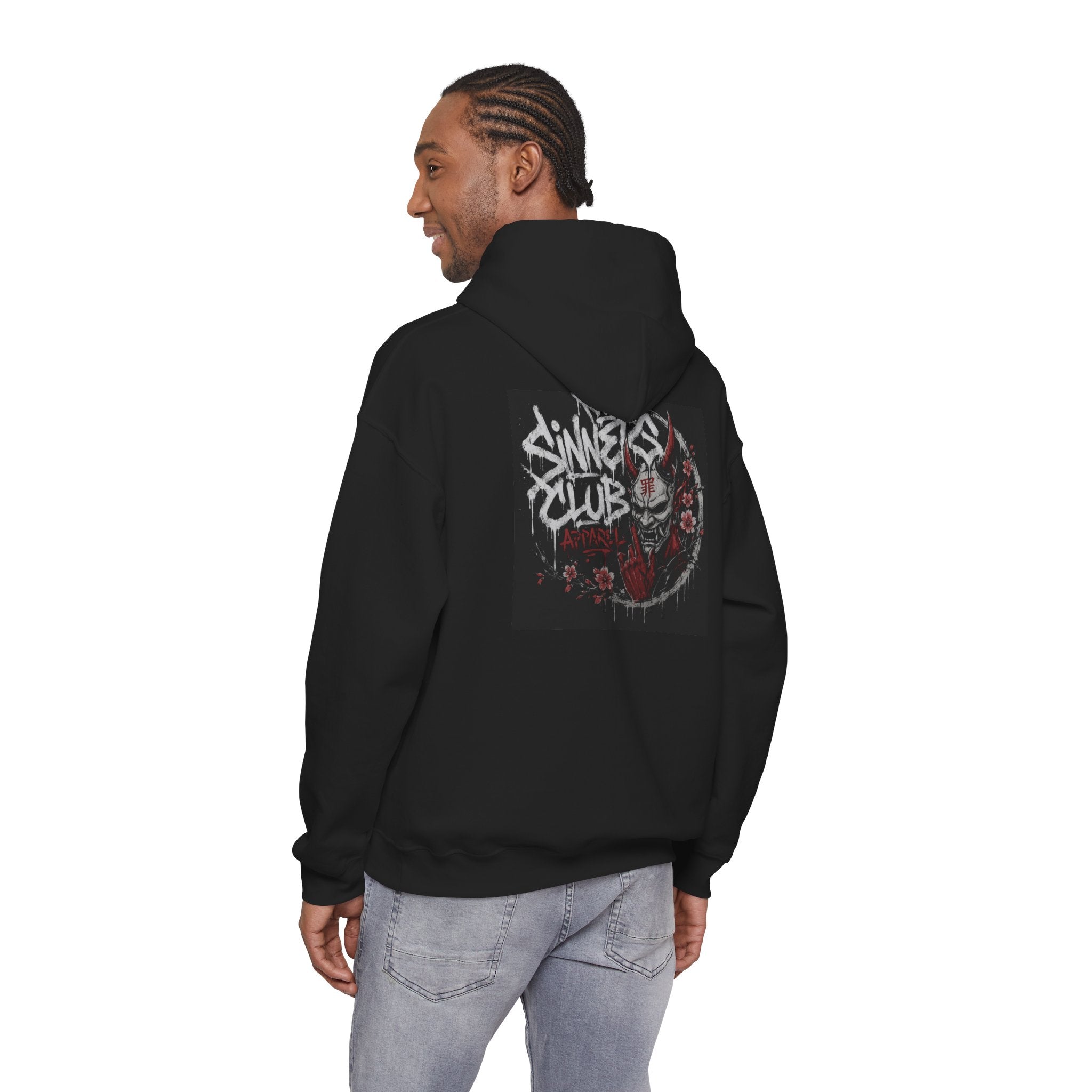 Sinner’s Club Hoodie — Gothic Devil Floral Graphic Pullover
