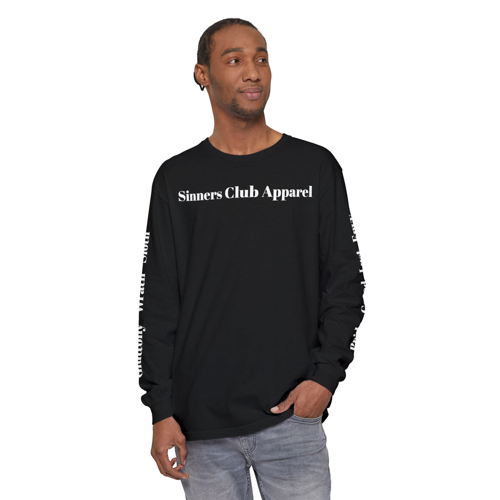 Sinners Club Graphic Long Sleeve Tee — Gothic Demonic Skull Streetwear