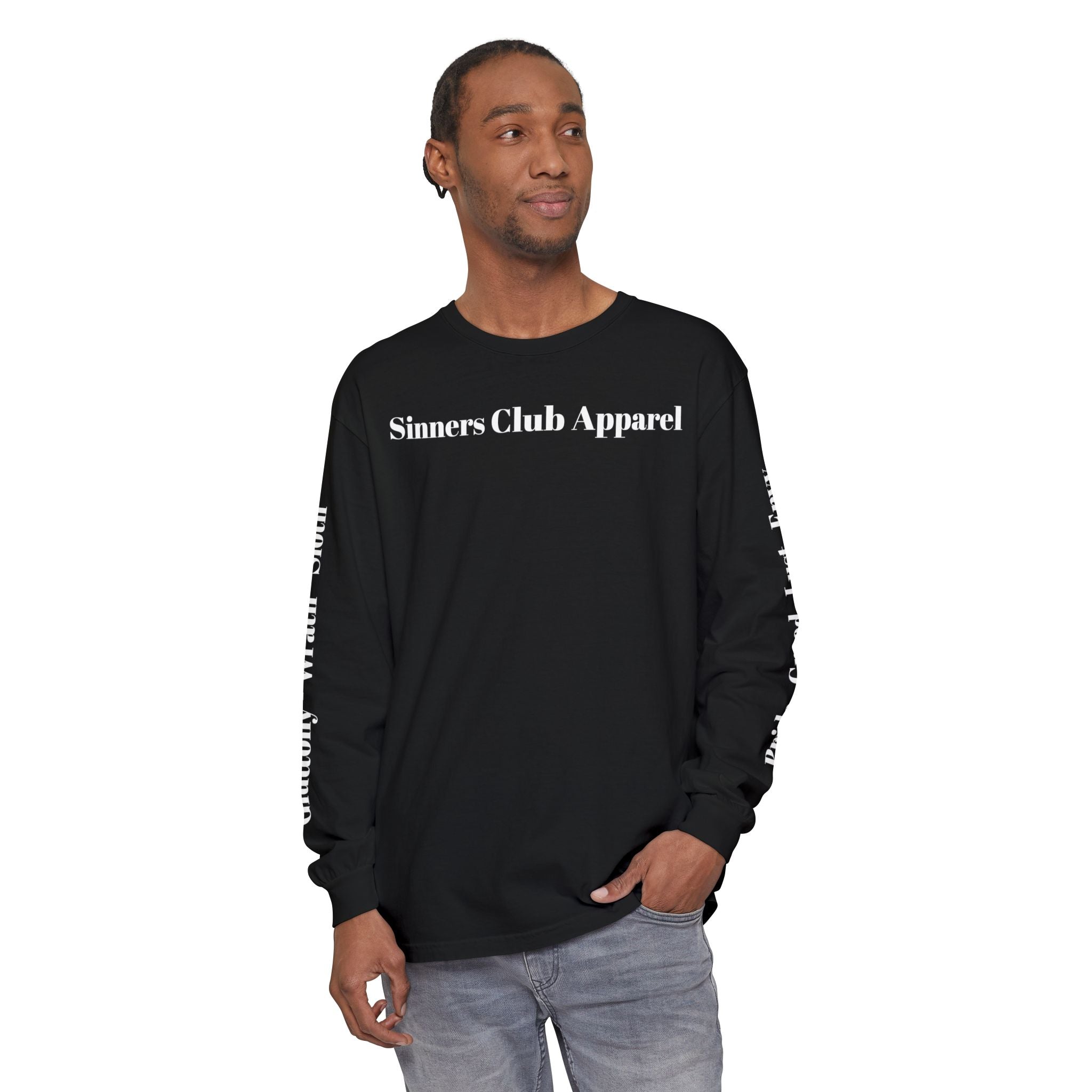 Sinners Club Graphic Long Sleeve Tee — Gothic Demonic Skull Streetwear