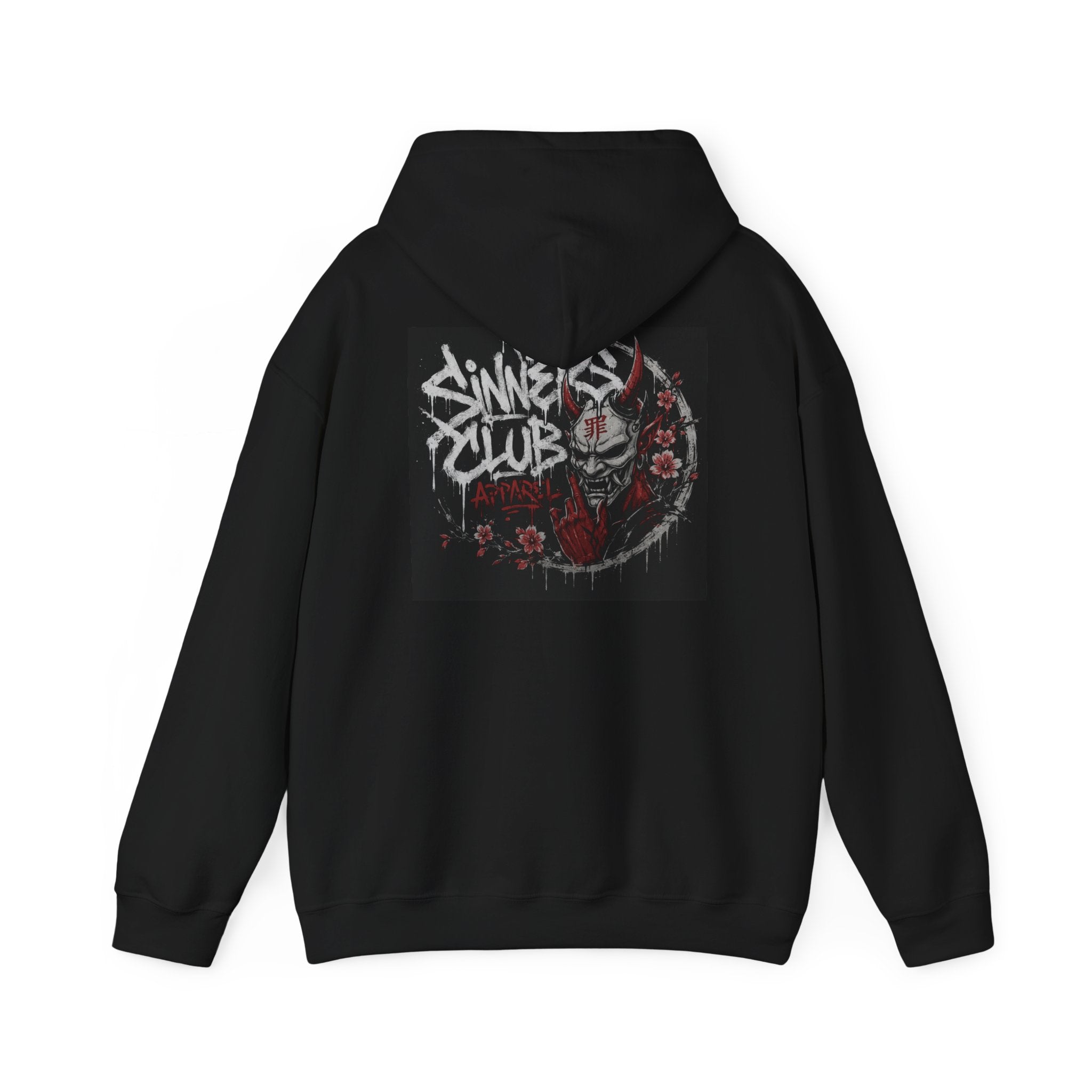 Sinner’s Club Hoodie — Gothic Devil Floral Graphic Pullover